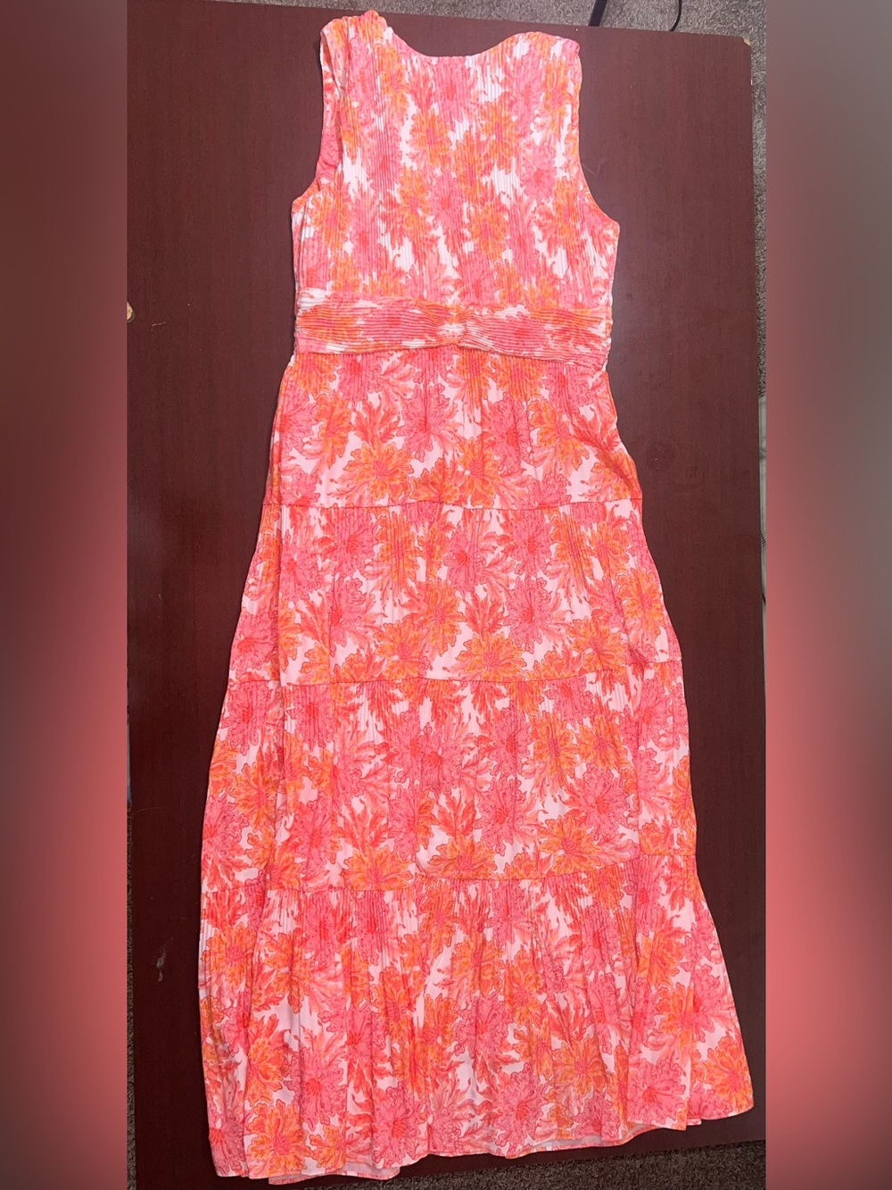 10 Crosby Derek Lam Pink and Orange Floral Deep V Maxi Dress - Picture 6 of 6